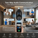 Maizic Smarthome 3MP WiFi Bulb Security Camera | 360° PTZ | AI Human Detection | Full Color Night Vision | Two-Way Audio | Easy B22 Installation | Remote Mobile Monitoring