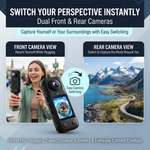 Maizic Smarthome X5 Pro 4K Waterproof Action Camera, 200° Panoramic Wide Angle, 66MP Photos, Dual Front & Rear Cameras, 16X Digital Zoom, 2.0 Inch IPS Screen, 1500mAh Battery, 32GB Memory Card