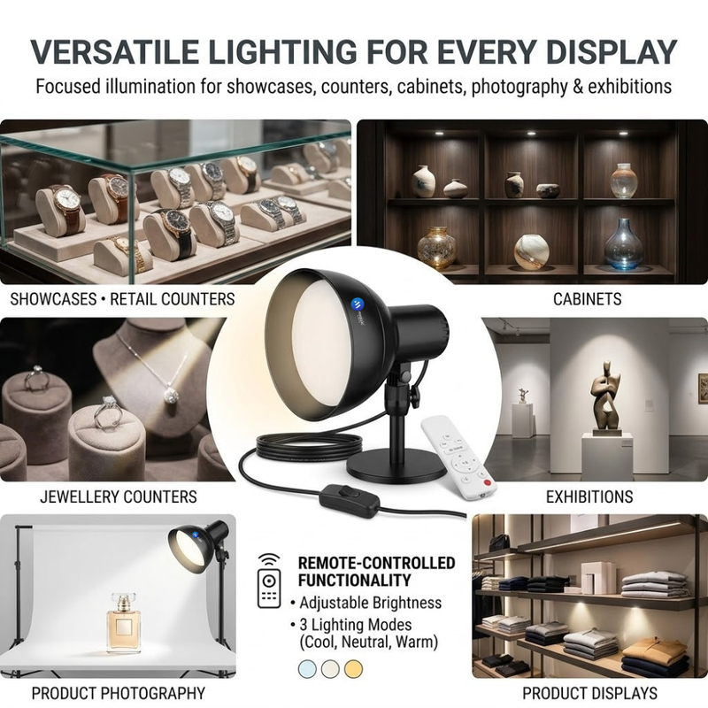 Maizic Smarthome Adjustable LED Recessed Spotlight, Flexible Mini Photography Light for Studio, Video Recording, Product Shoots & Display Lighting