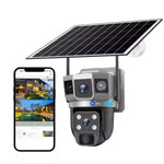 Maizic Smarthome Shark Outdoor 4MP 4G SIM Solar CCTV Camera | Triple Lens & 3-Screen Monitoring | No WiFi Required | Color Night Vision | Motion Detection | Two-Way Audio | Weatherproof Security Camera