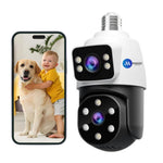 Maizic Ultracam Aura Duo 4MP + 4MP Dual-Lens Bulb Camera | Dual Screen View | Outdoor Wi-Fi CCTV | Color Night Vision | 2-Way Audio | AP Hotspot Support | Smart Home Security