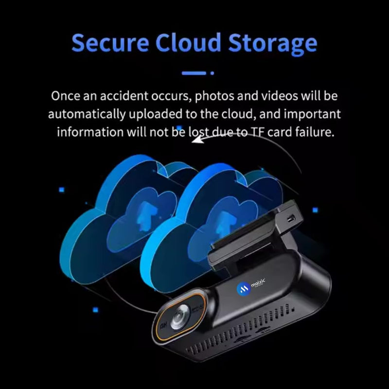 Maizic Navic Glide 4G Dual Dash Cam – 1080P Full HD, GPS, Mobile Access, Parking Monitor, 256GB SD Support
