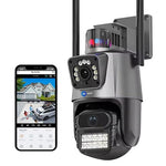 Renewed Maizic Supercam TwinView Dual Lens CCTV – 5MP+5MP WiFi Outdoor Camera, Dual Screen, Color Night Vision, IP66, 128GB SD Support