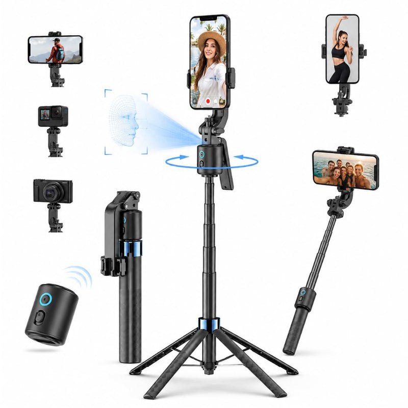 Maizic Smarthome 1.8M AI Auto Face Tracking Selfie Stick Tripod, 360° Rotating Mobile Phone Stand with Bluetooth Remote, Foldable Extendable Tripod for Vlogging, Reels, Selfies & Live Streaming