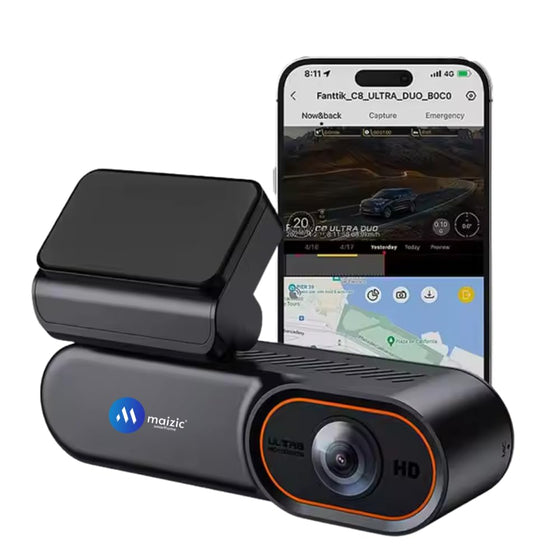 Maizic Navic Glide 4G Dual Dash Cam – 1080P Full HD, GPS, Mobile Access, Parking Monitor, 256GB SD Support