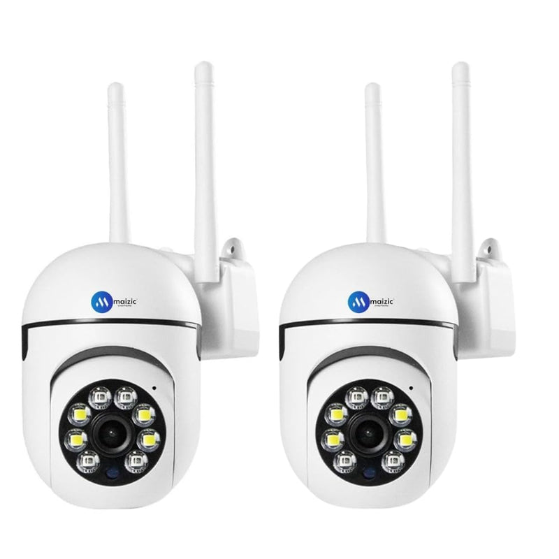 Maizic Smarthome Mini PTZ Wi-Fi (Pack of 2) CCTV Cameras 3MP | 360° Pan Tilt Indoor & Outdoor Security Cameras | Color Night Vision | AI Motion Detection | Two-Way Audio | Multi-User App Access