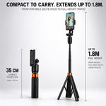 Maizic Smarthome Q13 AI Face Tracking Tripod 1.8M, 360° Auto Tracking Selfie Stick with Gesture Control, Bluetooth Remote, Portrait Landscape Phone Holder for Vlogging, Reels & Live Streaming