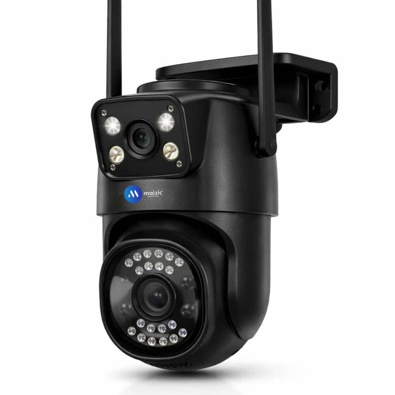 Maizic SmartHomes Mini Supercam Black 4G SIM Outdoor Security Camera | 5MP+5MP Dual Lens | Dual Screen Live View | Free SIM & 1-Month Data Plan | Color Night Vision | AI Motion Detection | Two-Way Audio | Multi-User Access
