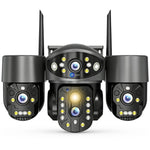 Maizic Smarthome Quadgenie 2.0 4G (6MPx4) Four Lens/Screens Outdoor CCTV Camera | Bullet + Triple PTZ | Color Night Vision | AI Human Detection | Two-Way Talk | IP67 Waterproof
