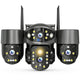 Maizic Smarthome Quadgenie 2.0 4G (6MPx4) Four Lens/Screens Outdoor CCTV Camera | Bullet + Triple PTZ | Color Night Vision | AI Human Detection | Two-Way Talk | IP67 Waterproof