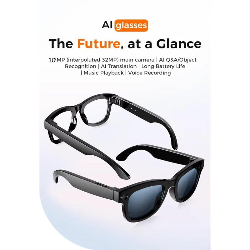 Maizic Smarthome AI Smart Video Glasses with 10MP HD Camera, Live Language Translation, AI Object Recognition, Bluetooth Calling, Voice Assistant & 3 Interchangeable Lenses
