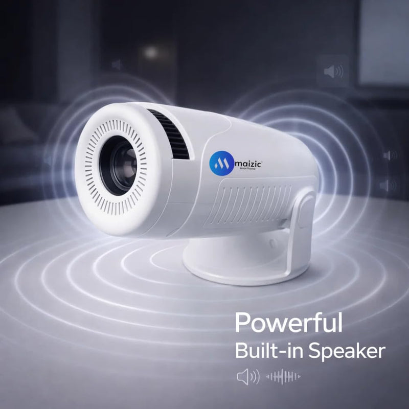 Maizic Smarthome Boombeat Projector | 8000 Lumens Android 13 LED Projector | 8K & 4K Supported | Built-in Speaker | Bluetooth 5.2 | Wi-Fi Mirroring | HDMI USB | Auto Keystone | Netflix YouTube