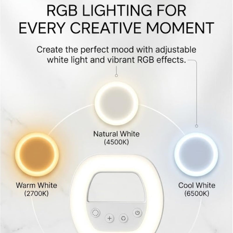 Maizic Smarthome W60 Professional Mini Clip-On LED Light for Phone, Laptop, Webcam & Camera, Rechargeable Selfie Ring Light, CRI95+, 2700K-6500K, 750mAh Battery for Photography, Makeup & Video Calls