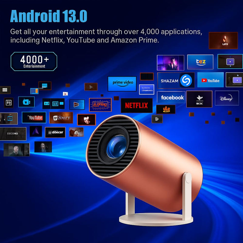 Maizic Smarthome Rose 2X Android Smart Projector | 13.0 OS | 950S Chip | Native 800P, Supports 1080P & 4K | 4D & Auto Keystone | Netflix, Prime, Wi-Fi, Bluetooth | Screen Mirroring