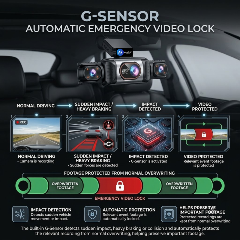 Maizic Smarthome Drive Cam Q1 4 Channel 1080P*4 Dash Camera for Car, Front Rear Left Right Recording, WiFi, WDR Night Vision, G-Sensor, Loop Recording, Parking Monitor, Wide Angle Car DVR