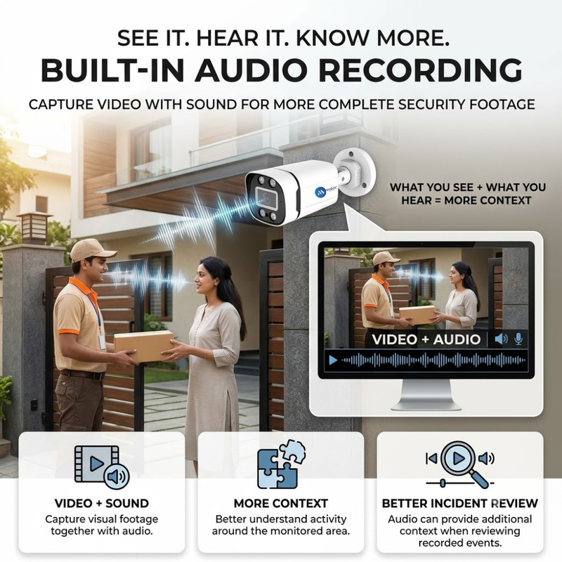 Maizic Smarthome 8MP Outdoor Bullet Wired IP CCTV Camera for Home & Office | Ethernet Security Camera with Built-in Audio, Starlight Night Vision, ONVIF & NVR Compatible, Waterproof