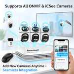 Maizic Smarthome PowerHub 5MP+5MP Dual Lens Wireless CCTV NVR Kit | Auto-Pair 10-Channel System | Dual Lens PTZ Cameras | 100M Long-Range WiFi | ONVIF Compatible | Full-Color Night Vision | 2-Way Audio | App Live View