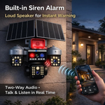 Maizic Smarthome Batman Siren 4G Dual Solar Panel Outdoor CCTV Camera | Triple (Lens/Screen) 5MP×3 UHD | Manual Side Cameras Rotation | 360° View | Color Night Vision | 2-Way Audio | Motion Detection