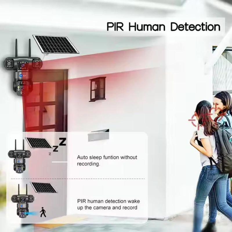 Renewed Maizic Smarthome Batman Solar 4G CCTV Camera (5MP + 5MP) | Dual Lens, Triple Screen FHD View | Outdoor SIM Camera with Color Night Vision, Two-Way Talk, AI Motion Detection & All SIM Support