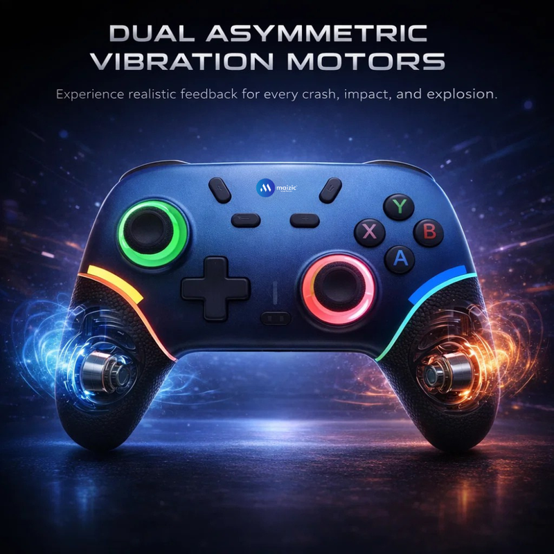 Maizic Smarthome Play X9 Wireless Bluetooth Gaming Controller | Dual Vibration, 6-Axis Gyroscope, RGB LED Joystick, 800mAh Battery| Compatible with Android, iOS, Windows PC, P3, P4 & Switch