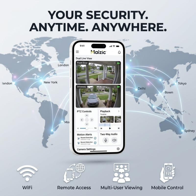 Maizic Smarthome Supercam TwinView 10MP Dual Lens Outdoor WiFi CCTV Camera | Watch Two Views at Once | 360° Pan Tilt + Fixed Lens | AI Human Detection | Full Color Night Vision | Two-Way Intercom | IP66 Waterproof