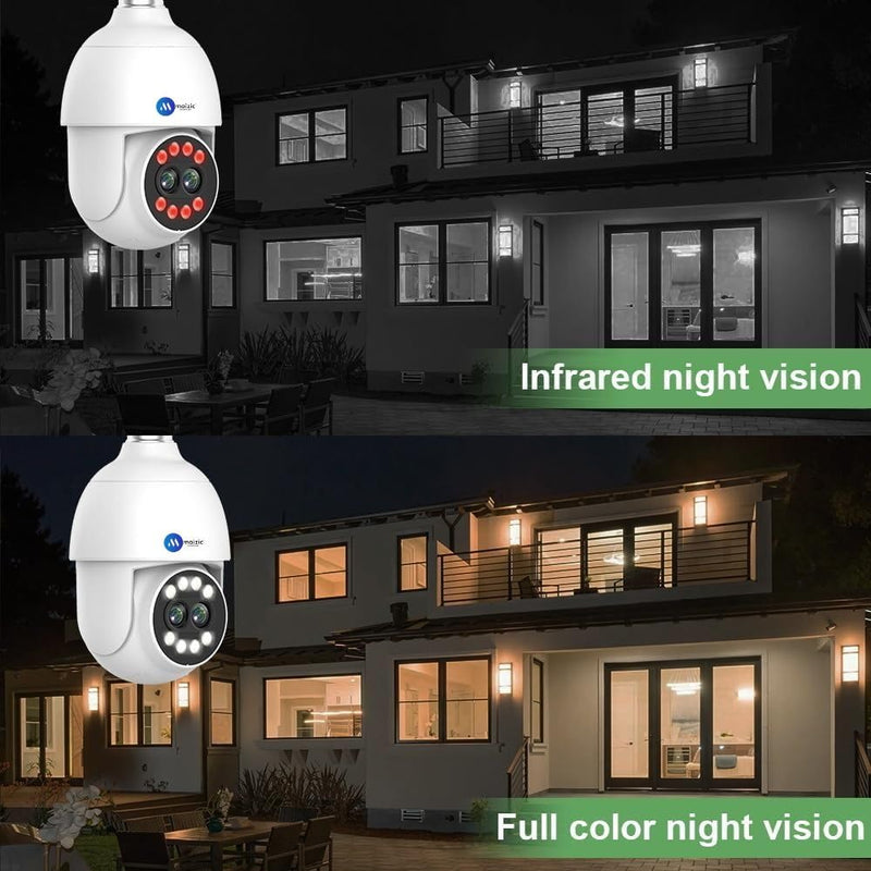 Ubercam 8X Optical Zoom 8 MP FHD WiFi Indoor Dual Lens Bulb Camera