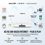 Maizic Smarthome 5G/4G CPE SIM WiFi Router with 4 Antennas, 300Mbps Speed, Rechargeable Built-in Battery, Up to 32 Users, 250m Coverage, Plug & Play Router for NVR, DVR, WiFi CCTV, Home & Office