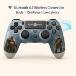 Maizic Smarthome Funetic “God of War” Themed Bluetooth Wireless P4 Gaming Controller – Compatible with PS4/PS4 Pro/PS4 Slim/PC/Smartphone | Dual Vibration, Turbo, Touchpad, Type-C Charging, 10hr Battery | Works with PS5 | Includes Case