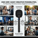 Maizic Smarthome Handheld Mic Holder with Cold Shoe Mount, Microphone Adapter Grip Kit for Journalism, Interviews, Reporting, Vlogging & Video Recording