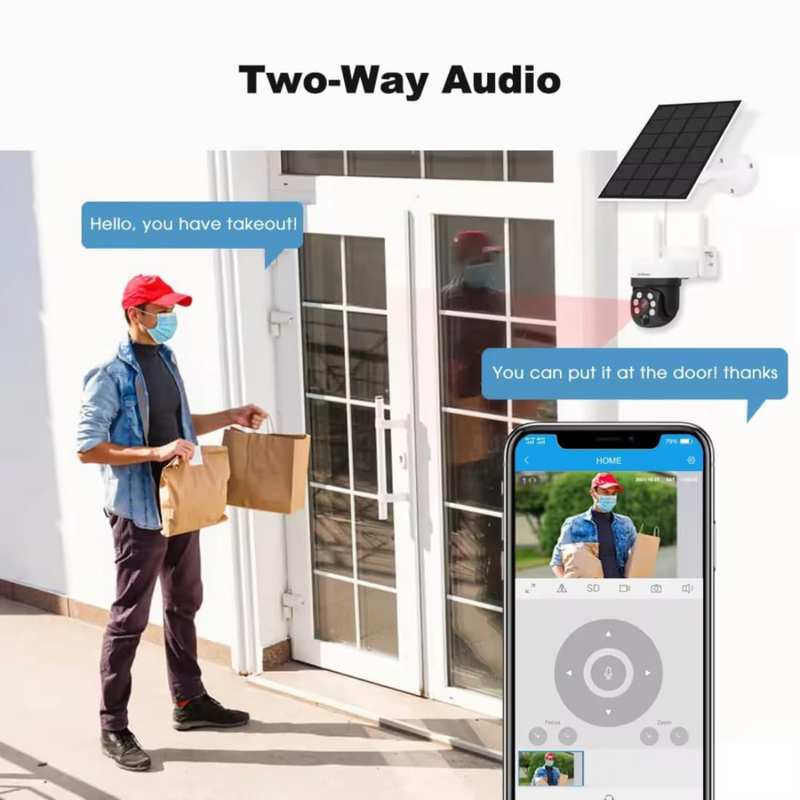 Ultracam 4MP 2K WiFi Solar Security Camera with Nvr Compatible, IP66 Waterproof