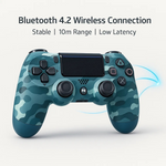 Maizic Smarthome Funetic “Blue Camo” Themed Bluetooth Wireless P4 Gaming Controller – Compatible with PS4/PS4 Pro/PS4 Slim/PC/Smartphone | Dual Vibration, Turbo, Touchpad, Type-C Charging, 10hr Battery | Works with PS5 | Includes Case