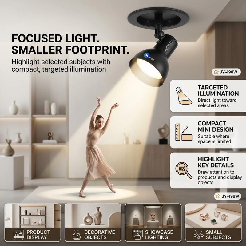 Maizic Smarthome Adjustable LED Recessed Spotlight, Flexible Mini Photography Light for Studio, Video Recording, Product Shoots & Display Lighting