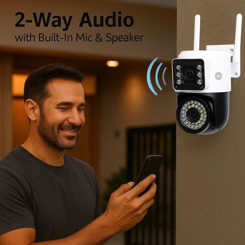 Maizic Smarthome SuperCam 36IR Dual Lens 5MP+5MP UHD WiFi Outdoor CCTV Camera for Home | Dual Screen View | Color Night Vision | AI Human Detection | 2-Way Audio | ONVIF | Wireless Security Camera