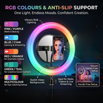 Maizic Smarthome RGB LED Soft Ring Light with Adjustable Phone Holder for Selfies, Reels, YouTube, Vlogging, Video Shooting & Live Streaming