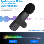 K8 Wireless Collar Mic Mini Omnidirectional Lapel Collar for iPhon&Android TypeC Microphone