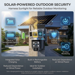 Maizic Smarthome Shark Outdoor 4MP 4G SIM Solar CCTV Camera | Triple Lens & 3-Screen Monitoring | No WiFi Required | Color Night Vision | Motion Detection | Two-Way Audio | Weatherproof Security Camera