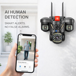 Maizic Smarthome Trion 5MP*3 wifi CCTV Camera for Home Outdoor | Triple Lens Camera Without WiFi | Color Night Vision, Pan Tilt, Motion Alerts | Outdoor Security Camera