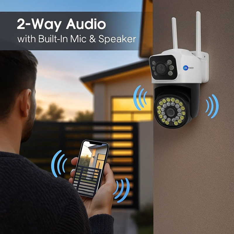 Maizic Smarthome Mini SuperCam 36IR Dual Lens 5MP+5MP WiFi Outdoor CCTV Camera | Dual Screen View | Color Night Vision | AI Human Detection | 2-Way Talk | ONVIF Support