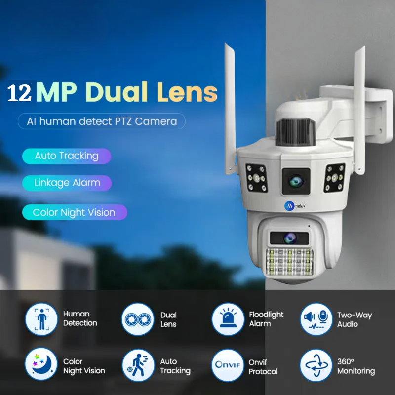 Maizic Smarthome 2K FHD 2 Lens+3 Screen Wireless Wifi Security Camera