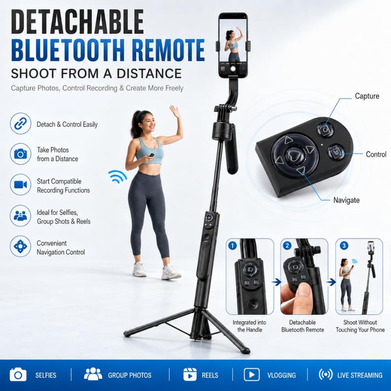 Maizic Smarthome AI Tracking Selfie Stick Tripod, 360° Face Tracking Phone Stand with Bluetooth Remote, Reels Scroll Up/Down/Left/Right, Gesture Control for Vlogging, Selfies & Live Streaming