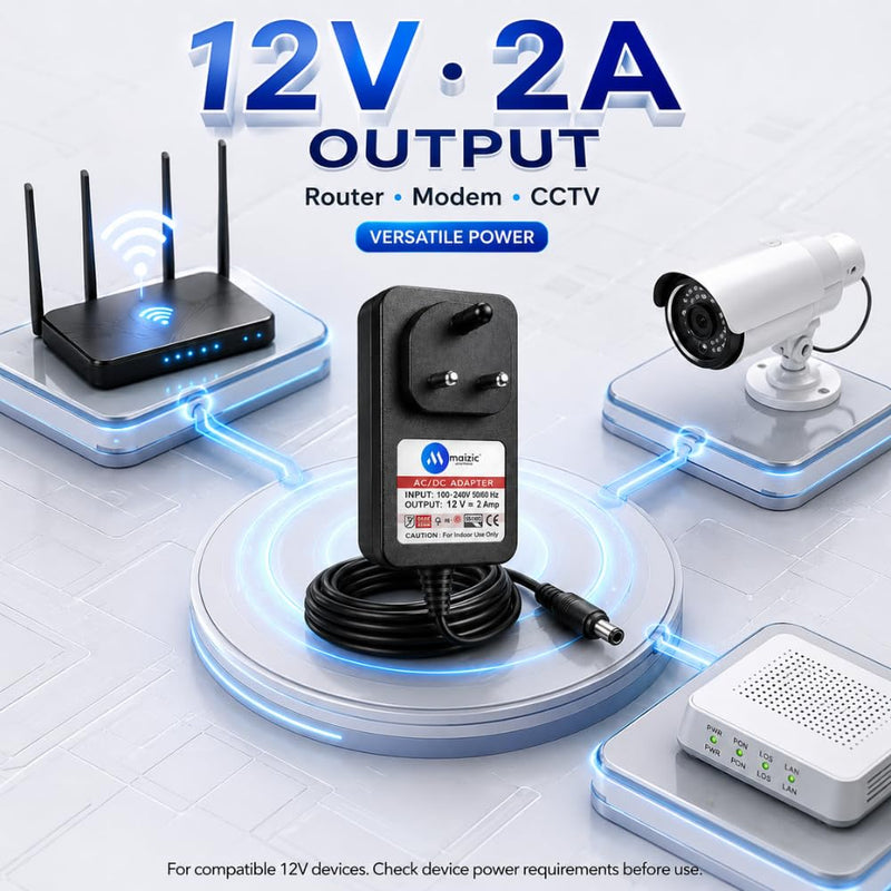 Maizic Smarthome 12V Mini UPS Power Backup for WiFi Router, 6000mAh EV Grade A+ Battery, Up to 18 Hours Backup, Zero Switching Time, 12V 2A Output, Overcharge & Deep Discharge Protection, for Modem