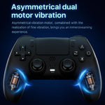 Maizic Smarthome Play-X Black-5 Wireless Gamepad with dual vibration motors, 800mAh battery, 3.5mm headset jack, and plug & play support for PS4, Windows, and Android.