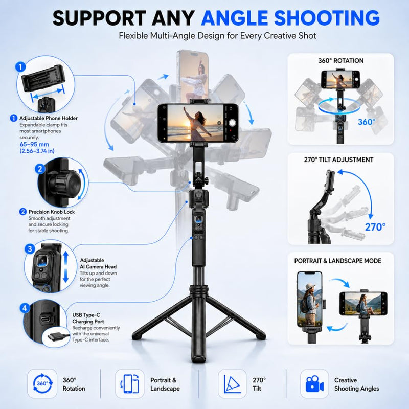 Maizic Smarthome AI Auto Face Tracking Selfie Stick Tripod, 71
