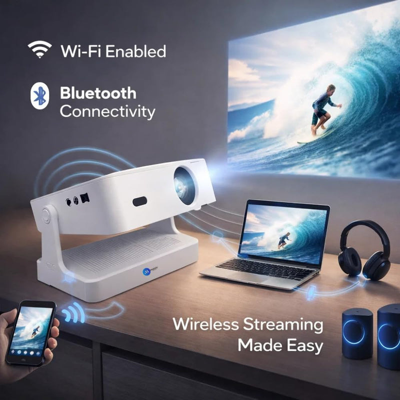 Maizic Smarthome Tej PRO 2K Smart Projector | 12000 Lumens | Wi-Fi & Bluetooth | Zoom Adjustment & Miracast | Supports Netflix, YouTube & Play Store | HDMI, USB, RJ45 | Android & iOS Support