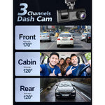 Maizic Navic X3 4K 3-Channel Dash Cam – Front, Rear & Inside, Wi-Fi, G-Sensor, IR Night Vision, 24H Parking Monitor