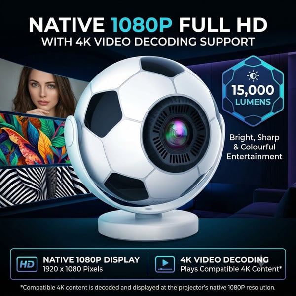 Maizic Smarthome Lumora Goat Smart Projector for Home, Native 1080P Full HD, 4K Video Decoding, Android 14, Wi-Fi 6, Bluetooth 5.4, Auto Keystone, 180° Rotatable, 15000 Lumens