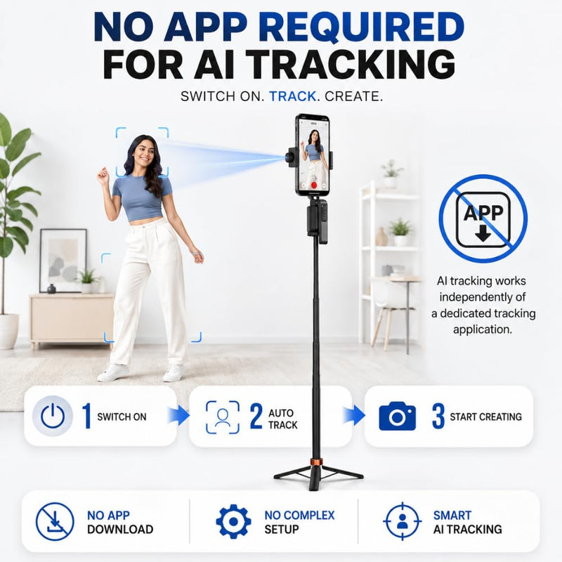 Maizic Smarthome Q13 AI Face Tracking Tripod 1.8M, 360° Auto Tracking Selfie Stick with Gesture Control, Bluetooth Remote, Portrait Landscape Phone Holder for Vlogging, Reels & Live Streaming