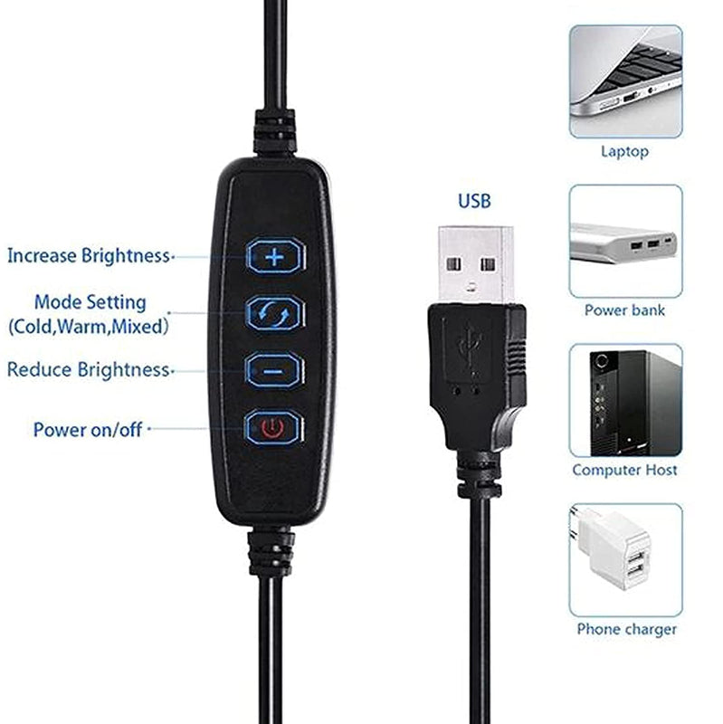 Maizic 12 Inch Ring Light with Tripod | 3 Light Modes | USB Type-A LED Ring light\ Studio light for Makeup, Photography, YouTube & Live Streaming