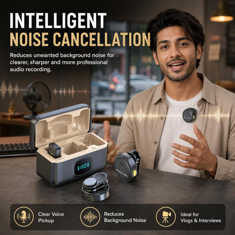 Maizic Smarthome Dual Wireless Lavalier Microphone with Charging Case for Type-C Devices, 2.4GHz Clip-On Lapel Mic, Intelligent Noise Cancellation, Plug & Play for YouTube, Vlogging & Interviews