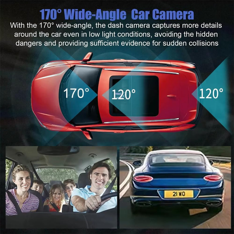 Maizic Navic X3 4K 3-Channel Dash Cam – Front, Rear & Inside, Wi-Fi, G-Sensor, IR Night Vision, 24H Parking Monitor